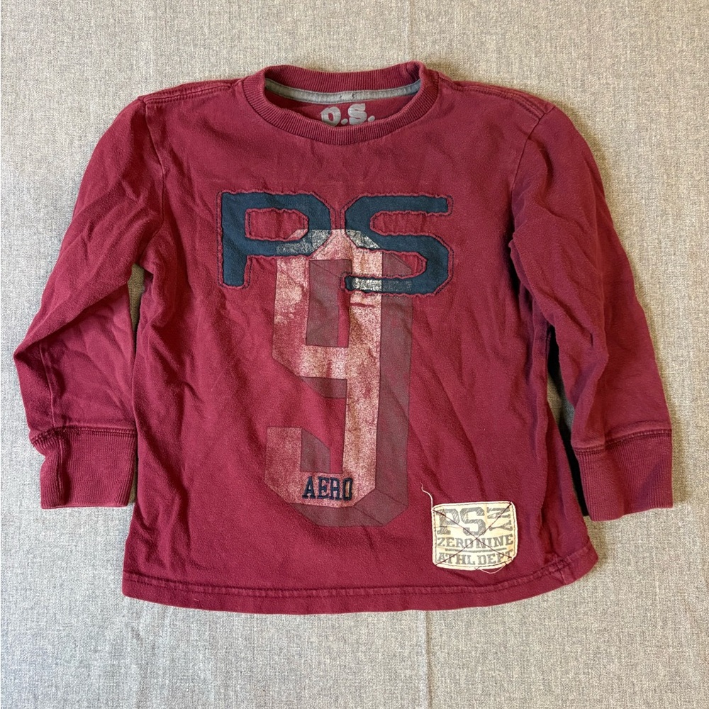 Aeropostale Boys Burgundy Long-Sleeve Graphic Tee
